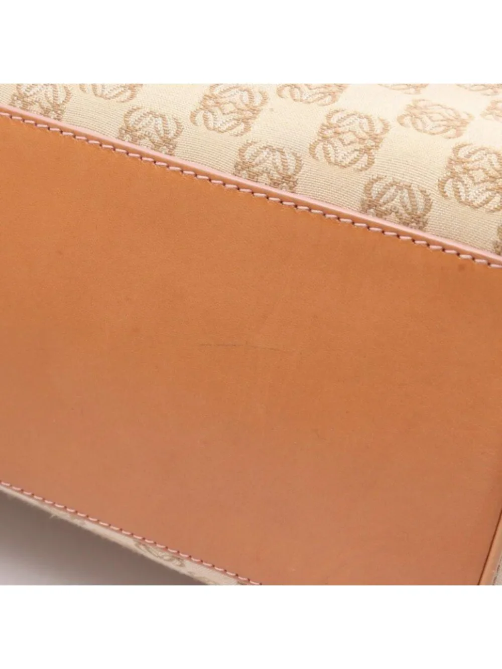 Loewe Tote Bag Repeat Anagram Beige Canvas Leather